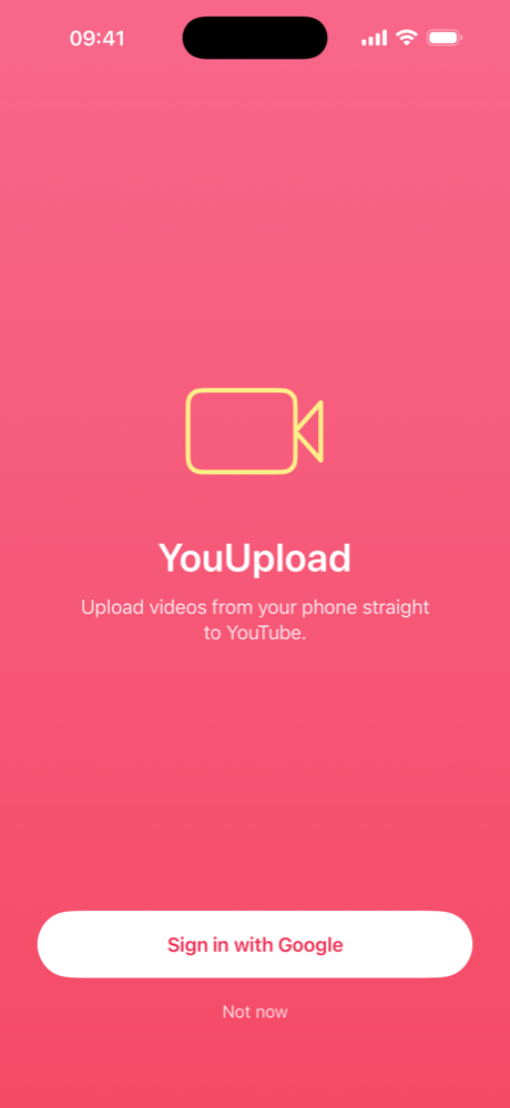 The YouUpload sign-in screen